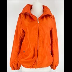 Ellen Tracy XS tangerine orange hooded rain jacket